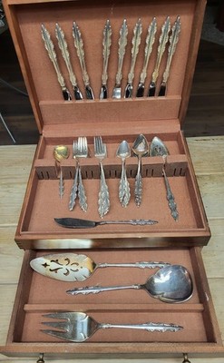 50pc International Empress Deep Silver Silverplate 1969 Flatware - Sevice for 8