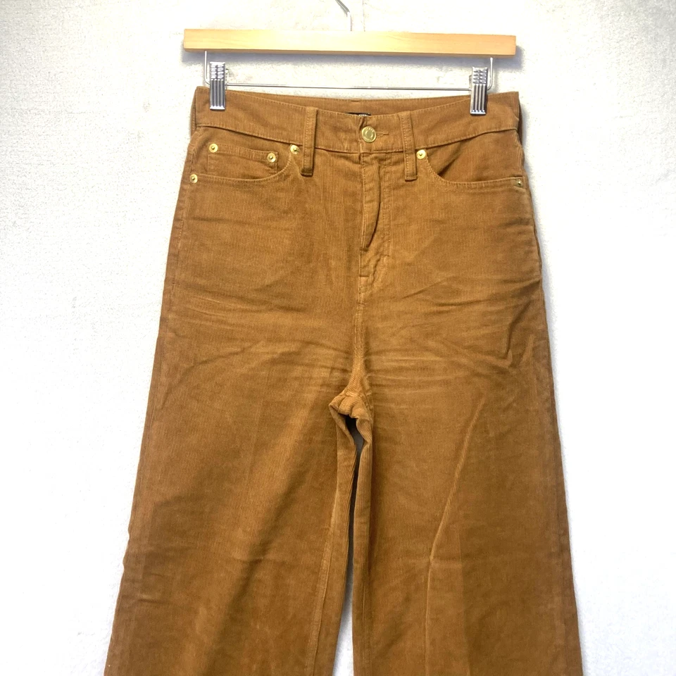 J. Pantalones de pana Crew pierna ancha para mujer 24 marrón camel tiro alto retro PBT802 Foto 3 de 4