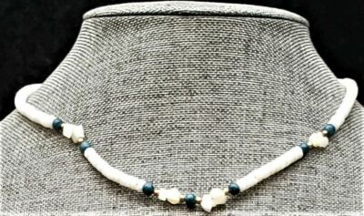 Round White Puka Shell Necklace with 
