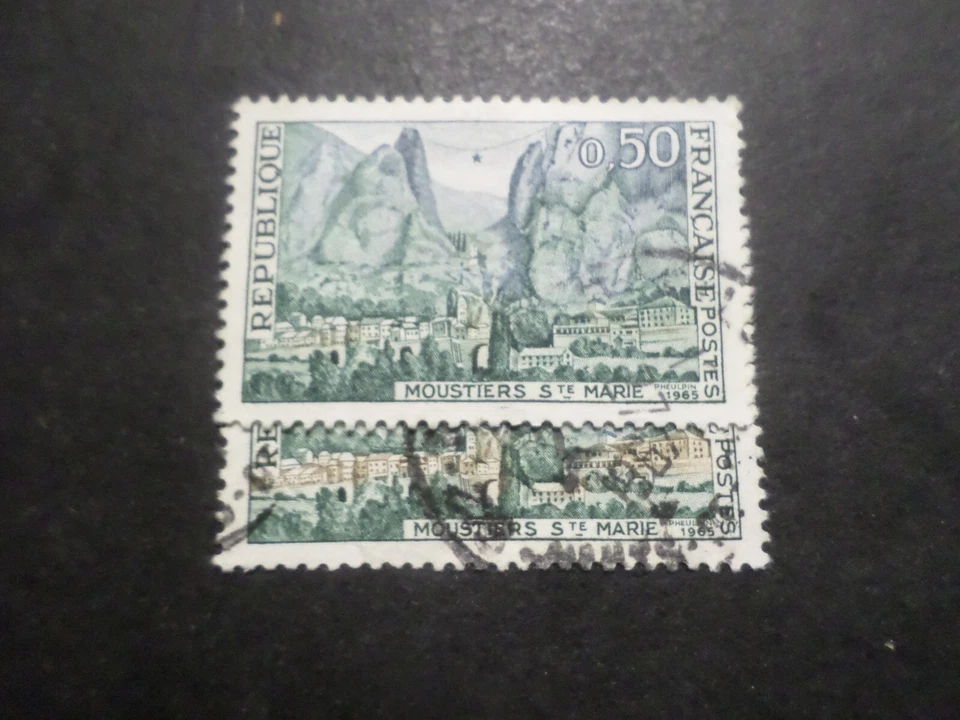 FRANCE 1965, timbre 1436d, variété MAISONS VERTES, MOUSTIERS, oblitéré - Photo 2/2
