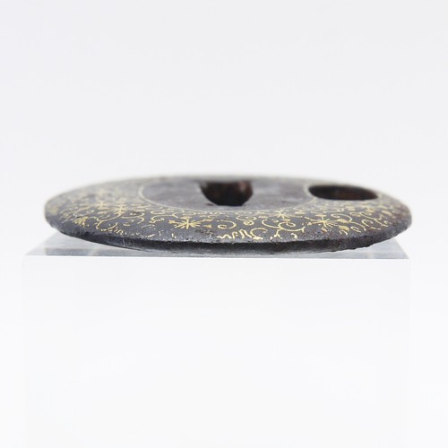 Tsuba Higo-inlay Arabesque Japanese Antique Sword Fitting Samurai Tanto - Picture 14 of 23