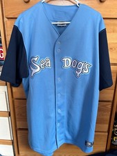 Josh Smith Game Used Worn Portland Sea Dogs Blue Cancer Awareness Jersey