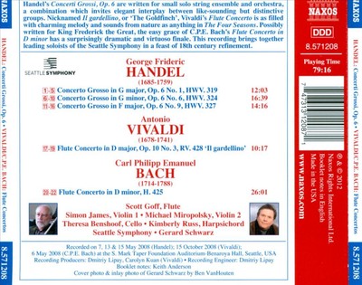 SCOTT GOFF / GERARD SCHWARZ HANDEL: CONCERTO GROSSI, OP. 6 NOS. 1, 6 & 9; VIVALD