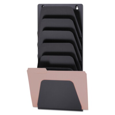 Officemate 21505 9.43'' x 2.88'' x 22.38'' 7 Sections Wall File Holder - Black New