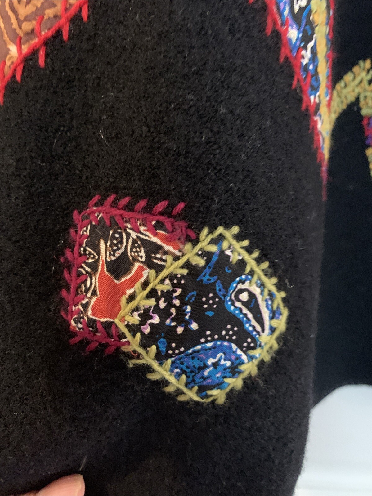 Chicos Design Wool Patchwork Embroidered Jacket S… - image 14