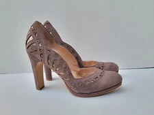 Miss Alright Specialty Anthropologie Leather High Heels Size-9M