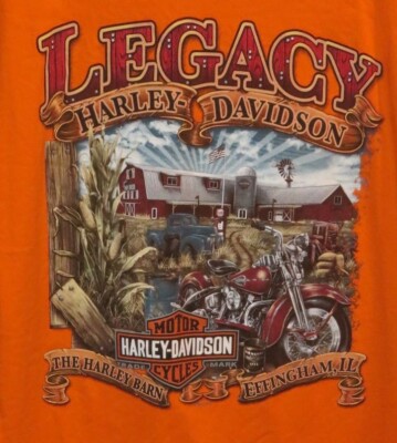 Harley Davidson Legacy Orange T Shirt Xl Effingham Il The Harley Barn Cotton Ebay
