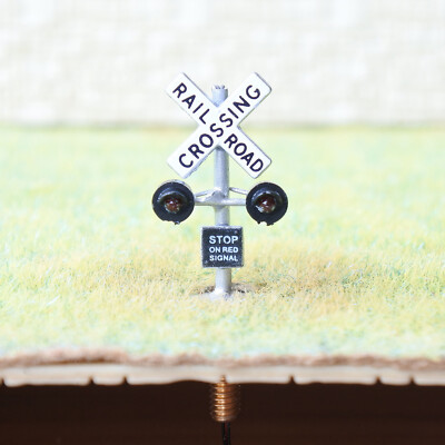 1 x HO Scale railroad crossing signals LED made 2 target faces silver ...