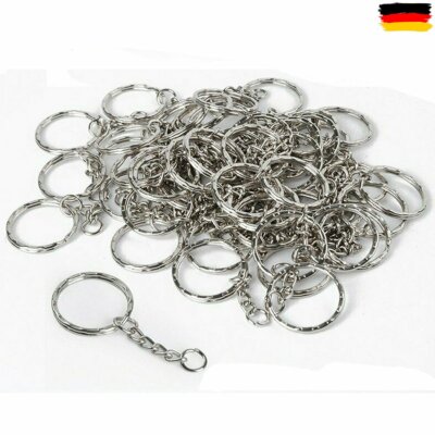 100/200/1000x Schlüsselringe Schlüsselanhäng Split Key Ring mit Verbindungskette