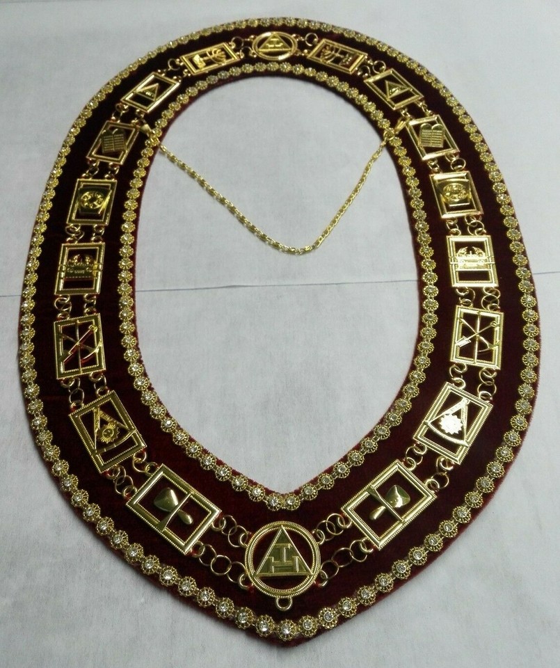 MASONIC ROYAL ARCH CHAIN COLLAR WITH RHINESTONE, MASONIC JEWEL YORK ...