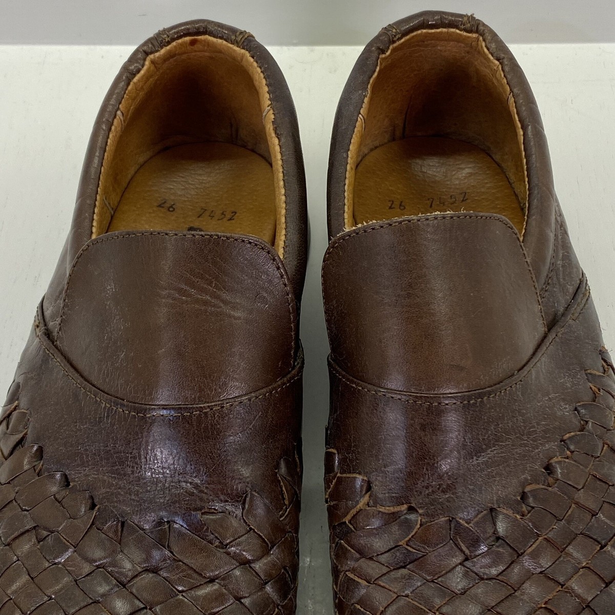 AZTEC Woven Brown Leather Huaraches Slip On Loafers Shoes  display picture 1