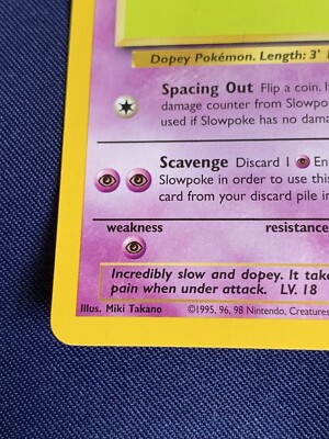 RARE Pokemon Slowpoke Card 1999 55/62 Misprint Error Artist Name PACK FRESH 