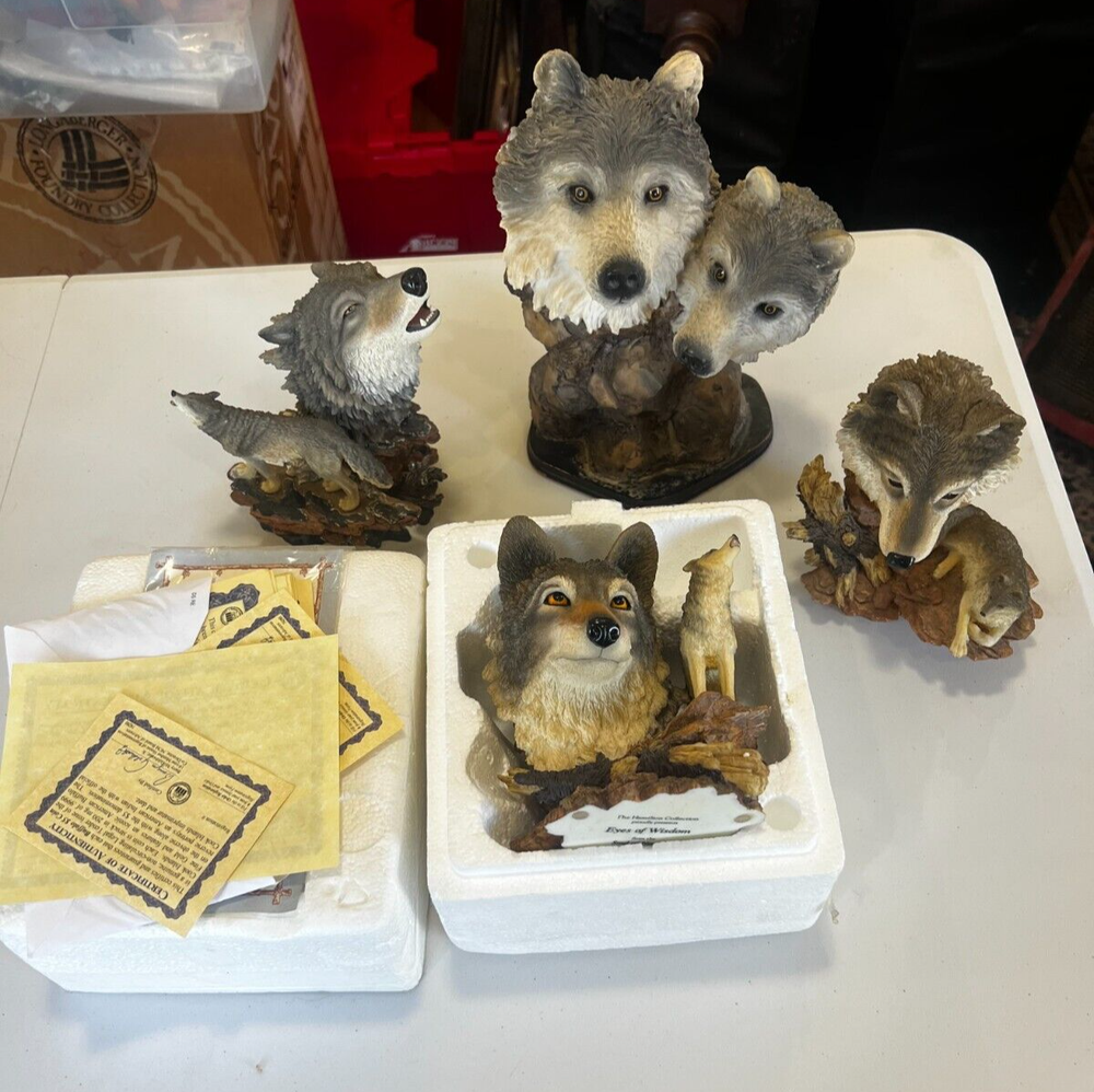 Lot of 3 Hamilton Collection Soul of Nature Collection Wolf Pieces and More