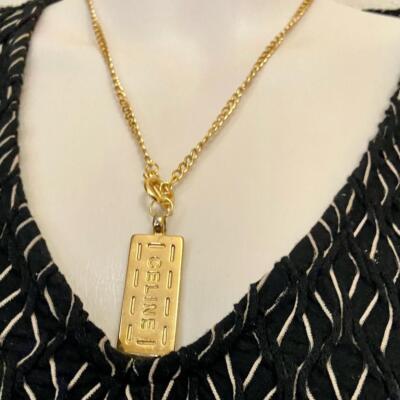 Authentic, Celine Gold Plated 18in Chain Necklace