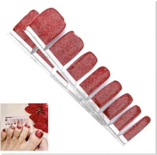 Jaysea Nails Pedicure Strips - Color Red Glitter Street Polish Art Wraps - B4G1!