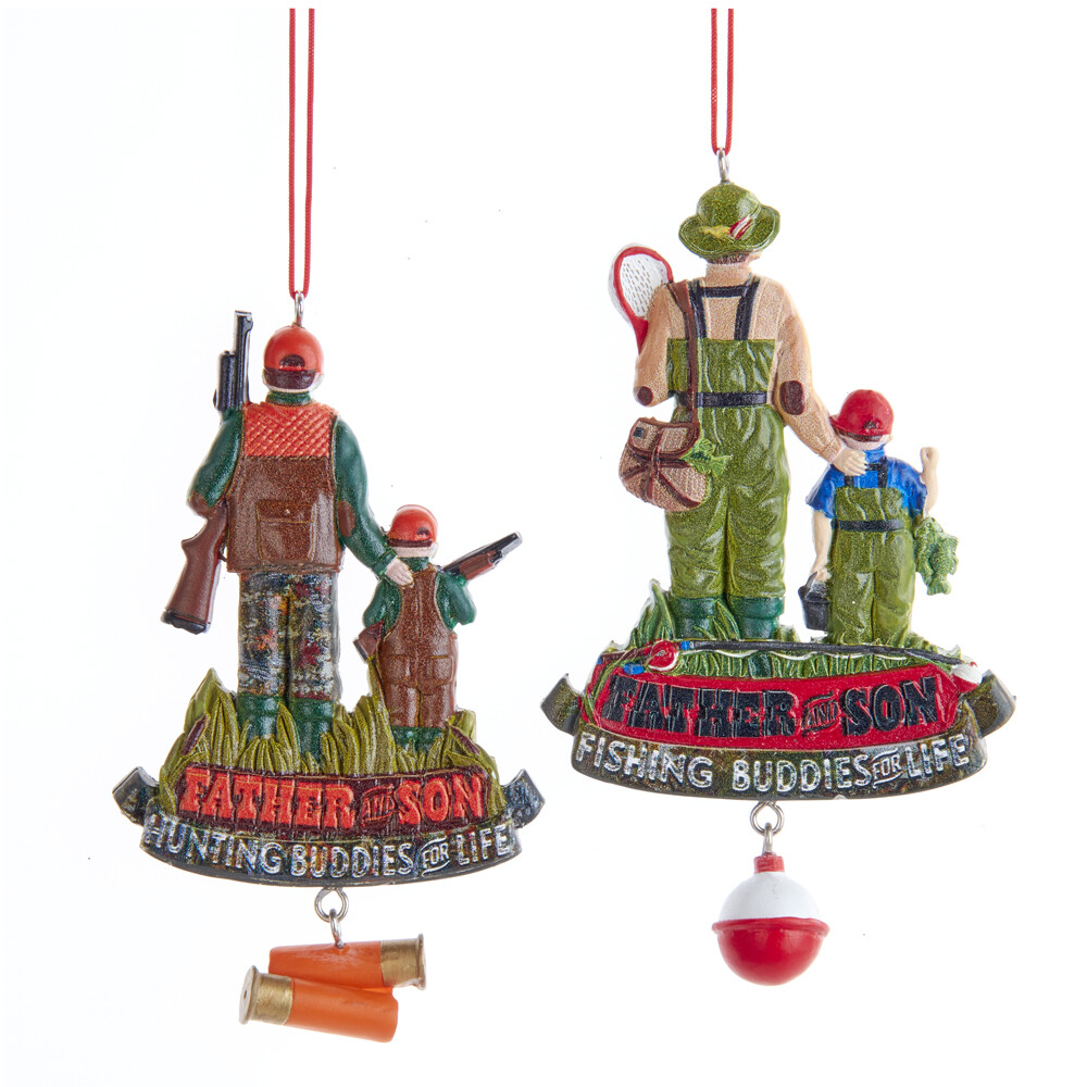 Father and Son Hunting and Fishing Ornaments