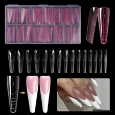 150Pc Quick Building Long French Nail Extension Mold Sculpted Acrylic Nail For❀