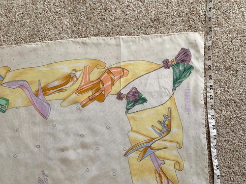 Vintage Moschino Cinderella Shoes Silk scarf Square 34” Larioseta Silk Italy - Picture 3 of 15