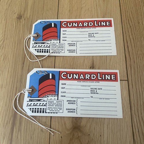 Vintage Cunard Line Baggage Luggage Tags eBay