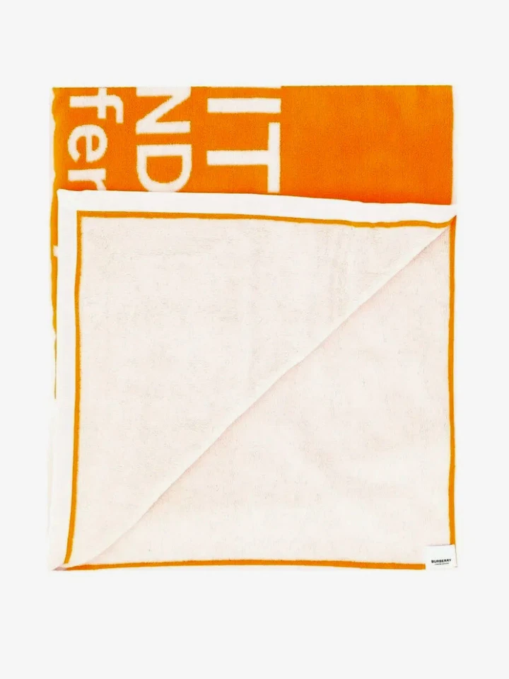 New BURBERRY HORSEFERRY ADDRESS LOGO BEACH TOWEL BRIGHT ORANGE ~ Neiman Marcus - Image 2 of 4
