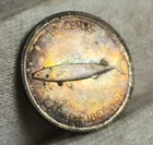 1967 Canada 10 Ten Cents UNC Coin Rainbow Toned Fish Design