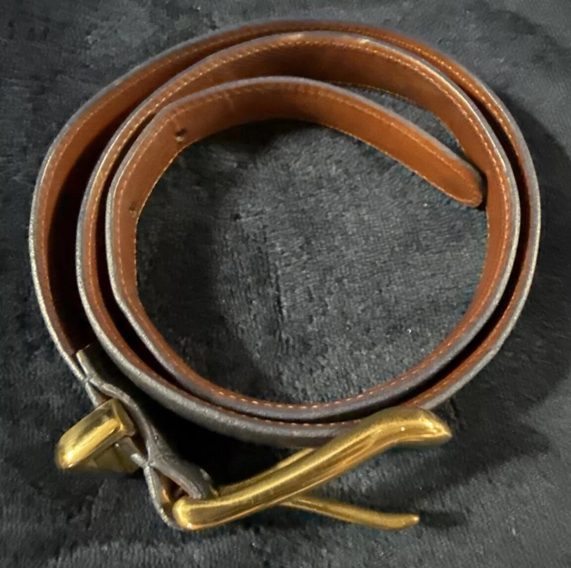 COACH Vintage Women Belt 8528 Blue Leather Solid Brass
