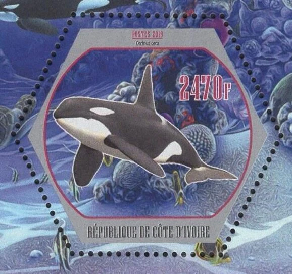 Whales Marine Fauna Beach Ocean Souvenir Sheet Mint NH - Image 2 of 4