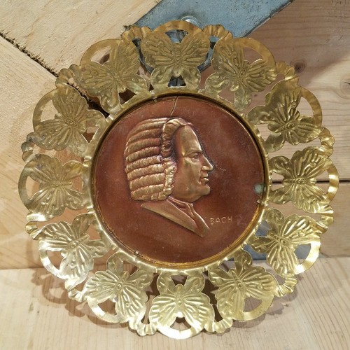 Copper & Brass Bach Wall Art Plate Plaques Ornate Butterfly Edges - Swanky Barn - Picture 11 of 12