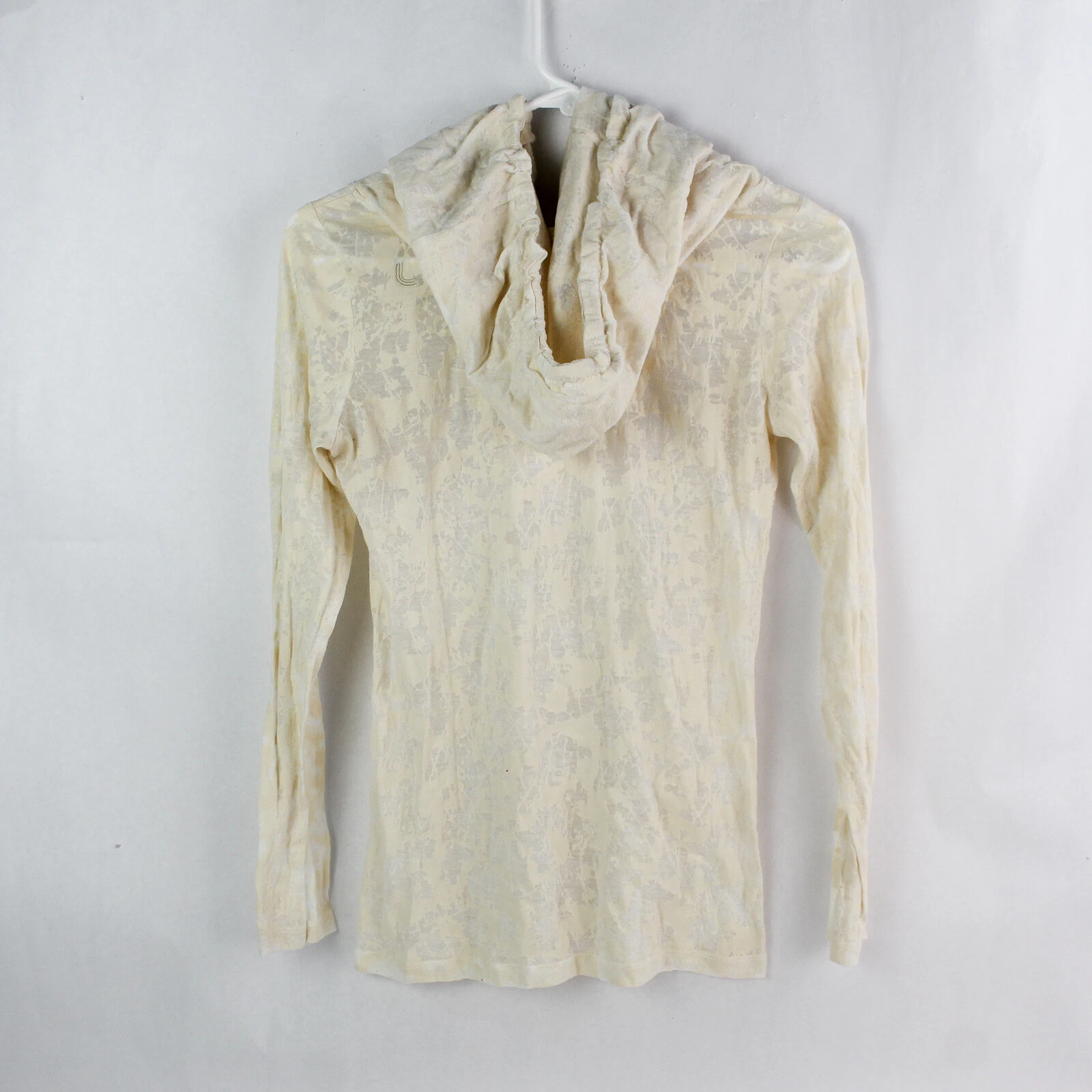 lole sheer drawstring cowl neck long-sleeve shirt