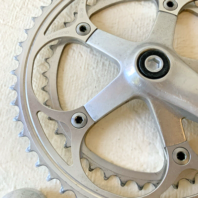 Pédalier Double Shimano 105 (modèle 1050) - 42-52 Dents, Axe Carré - Bras 170mm - Occasion Fonctionnelle