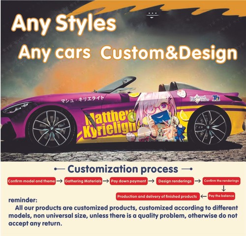 Anime ITASHA Hatsune Miku Car Wrap Car Stickers Car Decal Fits with any cars - Picture 4 of 9