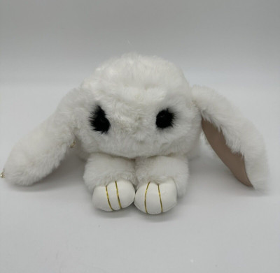 Japanese Plush, Very cute Fluffy Rabbit Pompoms.  Chain Backpack