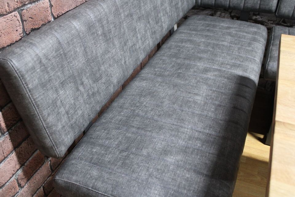New Modern Grey Leather Corner Dining Table & Bench Set *Furniture