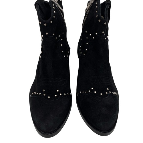 Black Suede Booties Western Style 