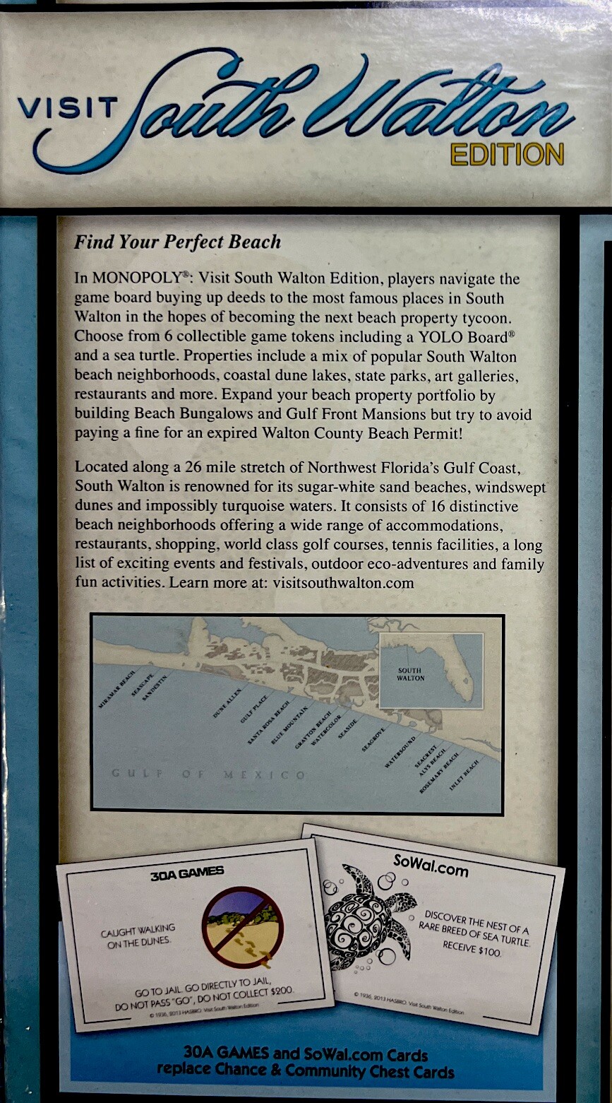 Monopoly Board Game Visit South Walton Beach Florida Edition 2013 (New)