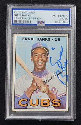 Rare 1967 ERNIE BANKS Signed Topps Baseball Card-HOF-CHICAGO CUBS-PSA | eBay