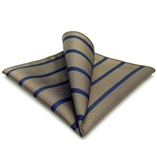 Pocket Squares for Men Silk Brown Striped Blue