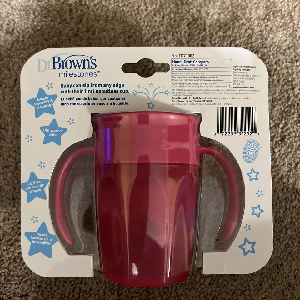 Taza de transición sin boquilla Dr Brown's Cheers 360 7 oz/200 ml - rosa- Foto 2 de 2