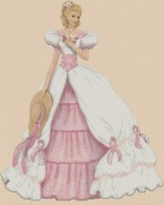 Elegant Lady Breast Cancer Ribbon Full Length Cross Stitch CHART No. 1-156SS