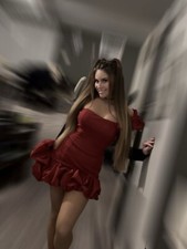 FASHION NOVA Womens Medium Red Wilma Ruffle Mini Dress Stretch One Shoulder