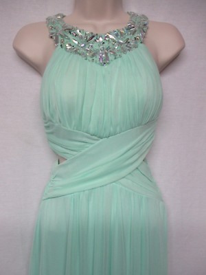 B Darlin  Sleeveless Halter Neck Beaded Neck Pleated Gown Size 1/2     +P-3