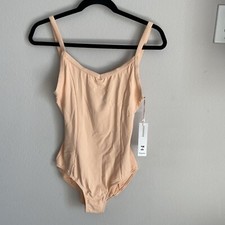 NWTS Repetto Women  s Leotard Gathered Front Spaghetti Straps Apricot Size Large