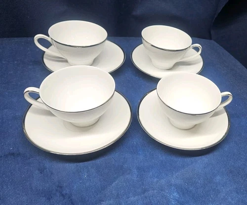 Vintage 1960's Kenmark Fine China "Patrician" 4 Sets Cups/Saucers Japan EUC 