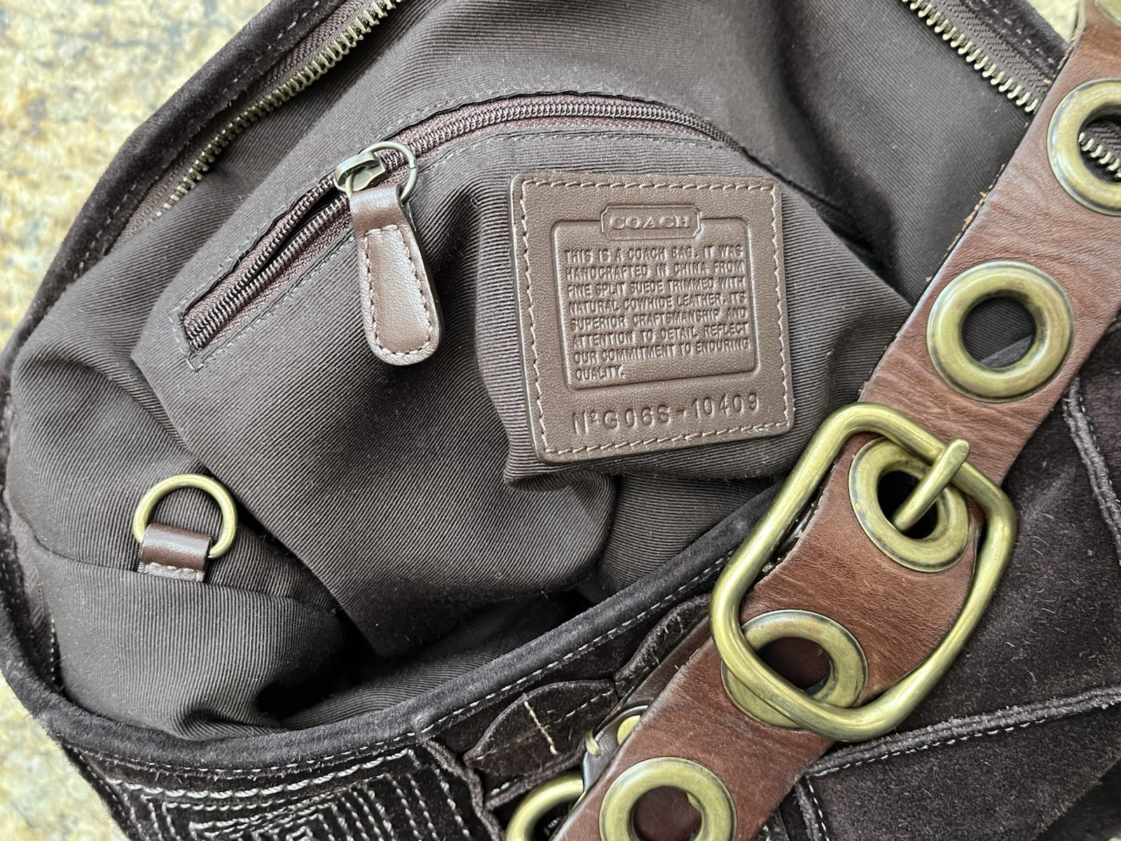 COACH Large Brown Suede Leather Patchwork Mosaic … - image 11