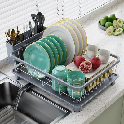 Dish Drying Rack - Space-Saving Rack,Dish Racks for Kitchen Counter Gray 