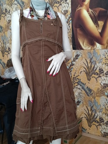 Biba, Kleid Trägerkleid Vintage BIBA 38 40 M Safari Taschen Baumwolle fast neu