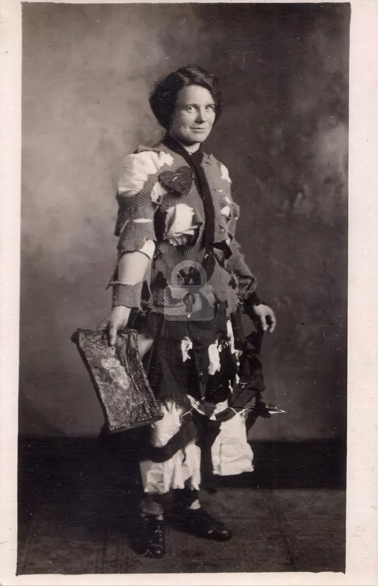 tattered dress Studio Woman in With Heart RPPC Photo Postcard COPY Fabric:Net WOOD Gown Alyce Paris Prom 61986 As this is a