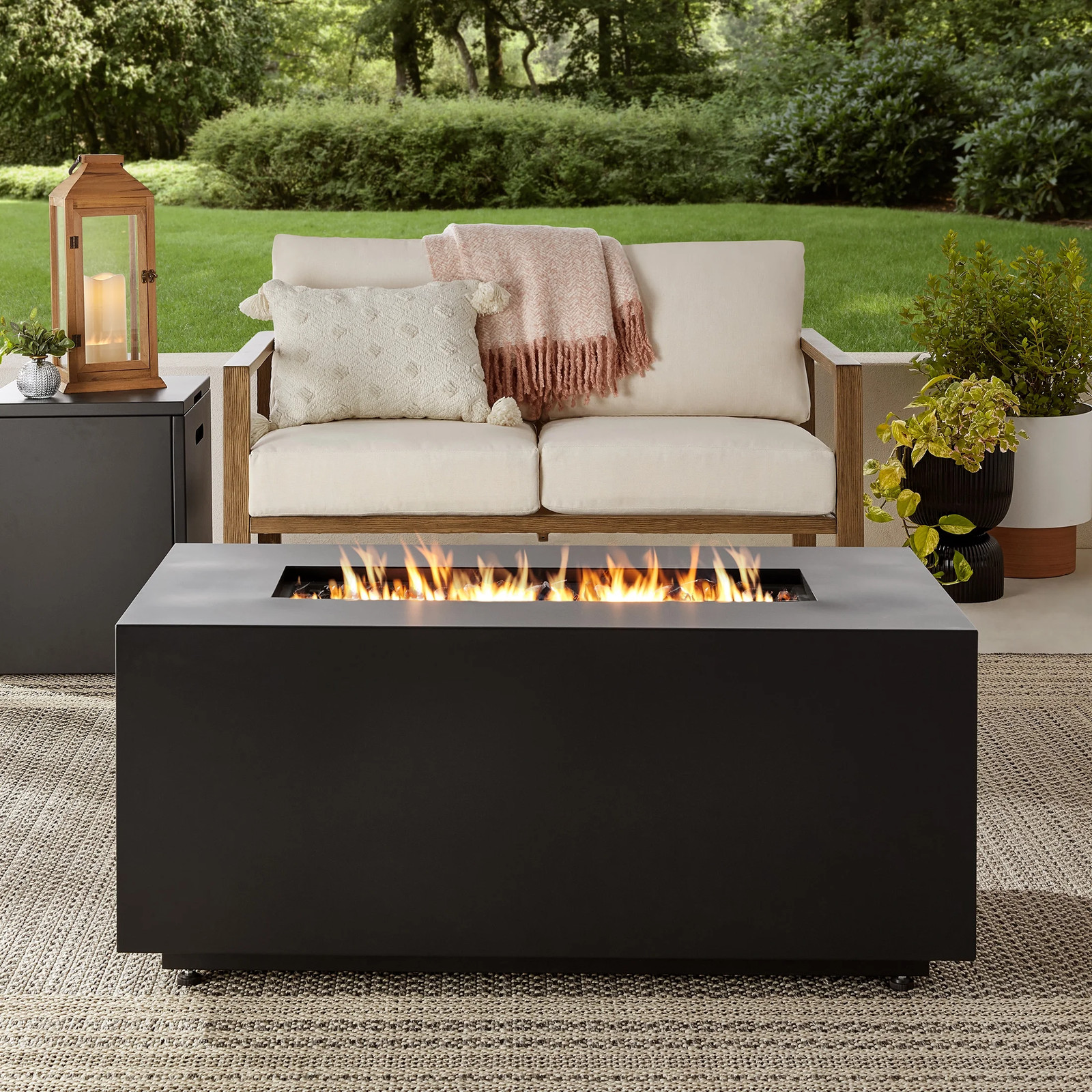 Mainstays 42 Rectangular Modern Steel Propane Fire Pit Table 50000 BTU Matte 41590₽