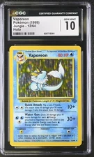 CGC 10 VAPOREON 12 JUNGLE HOLO UNLIMITED POKEMON GEM MINT BMP