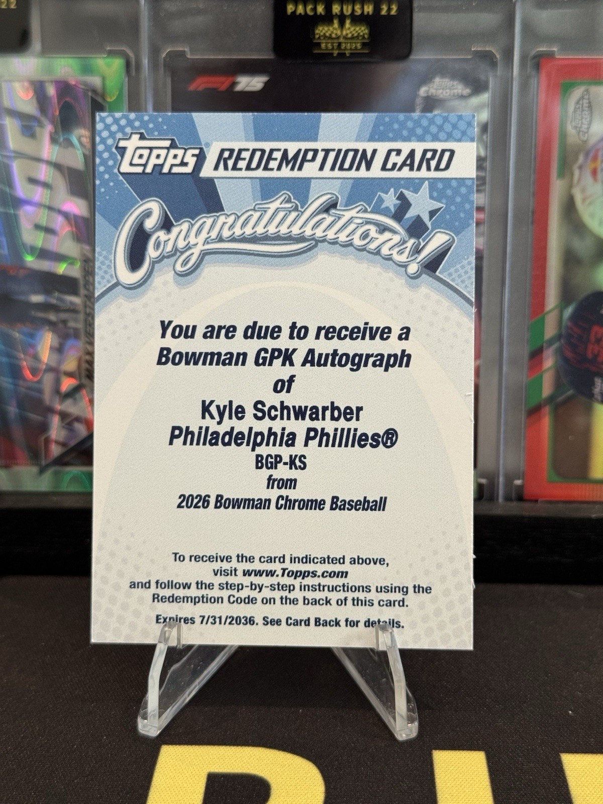 2026 Topps Bowman Chrome Kyle Schwarber GPK Black Auto /10 Redemption #BGP-KS